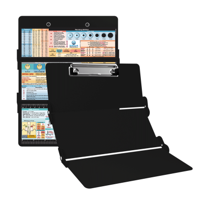 WhiteCoat Clipboard® Trifold - Black Nursing Edition