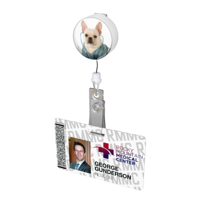 French Bulldog Doctor Button Badge Reel 