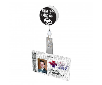 Death Before Decaf Button Badge Reel 