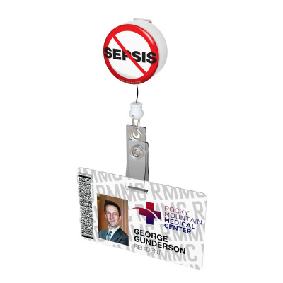 No Sepsis Button Badge Reel