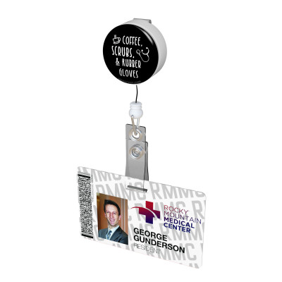 Coffee, Scrubs, & Rubber Gloves Button Badge Reel