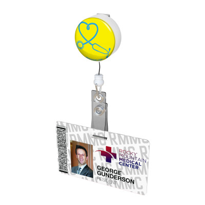 Stethoscope Heart Button Badge Reel