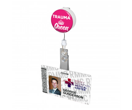 Trauma Queen Button Badge Reel 