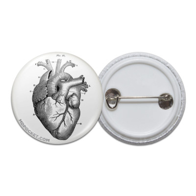 Vintage Heart Diagram Pinback Button