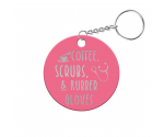 Coffee, Scrubs, and Rubber Gloves Circle Keychain